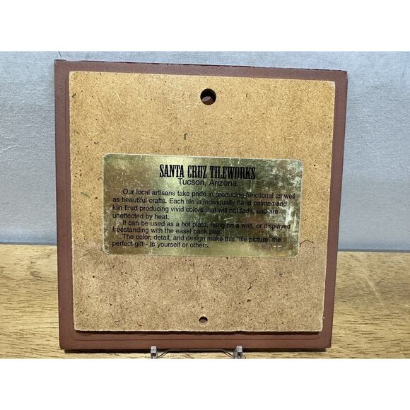 Vintage Santa Cruz Tileworks Decorative Tile Wall Tile Terracotta Cactus Southwe - Picture 4 of 5